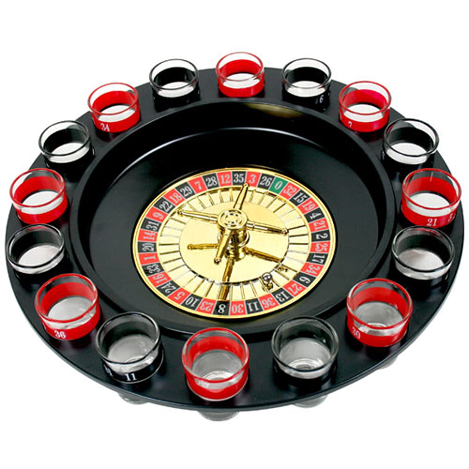 V891-HW-SDRS-X1-208918-00 Wine Game Shot Drinking Roulette Set with Casino Spin Glass Shot Party Bar Game - Image 1
