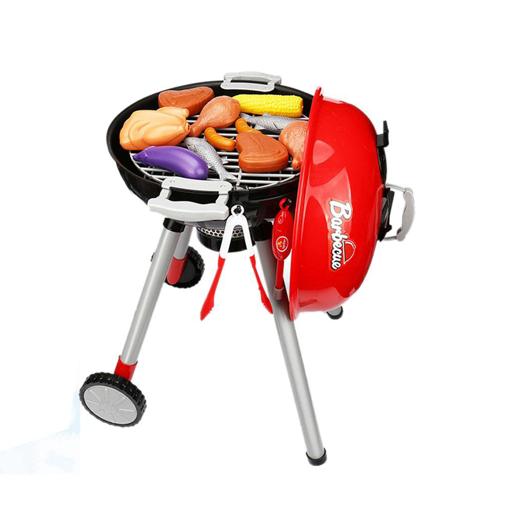 V891-TOY-BBQS-X1-208914-00 Kids BBQ Pretend Play Cooking Set Sausages Utensils Barbecue Grill Toy Cooker - Image 1