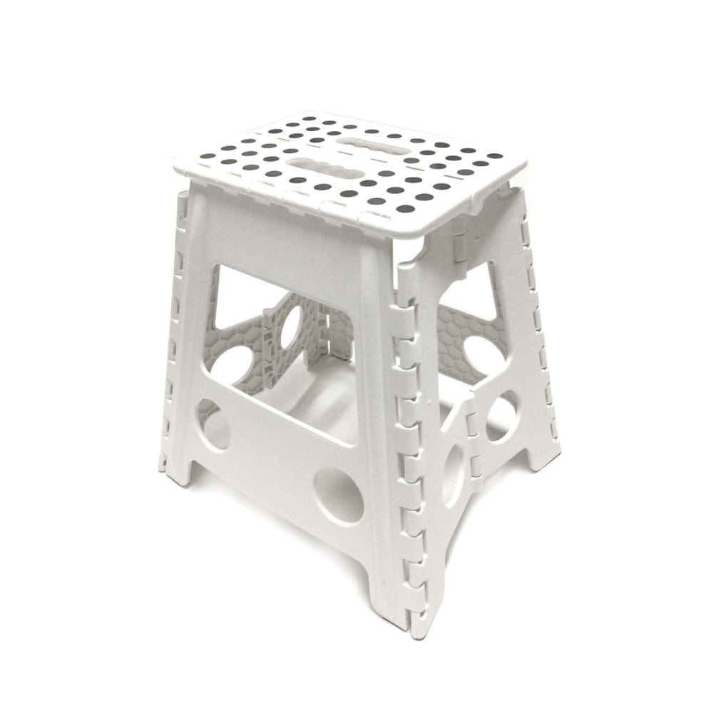 V915-HH0026-L-WH-203551-00 Large Plastic Folding Stool Portable Chair Outdoor Camping White - Image 1