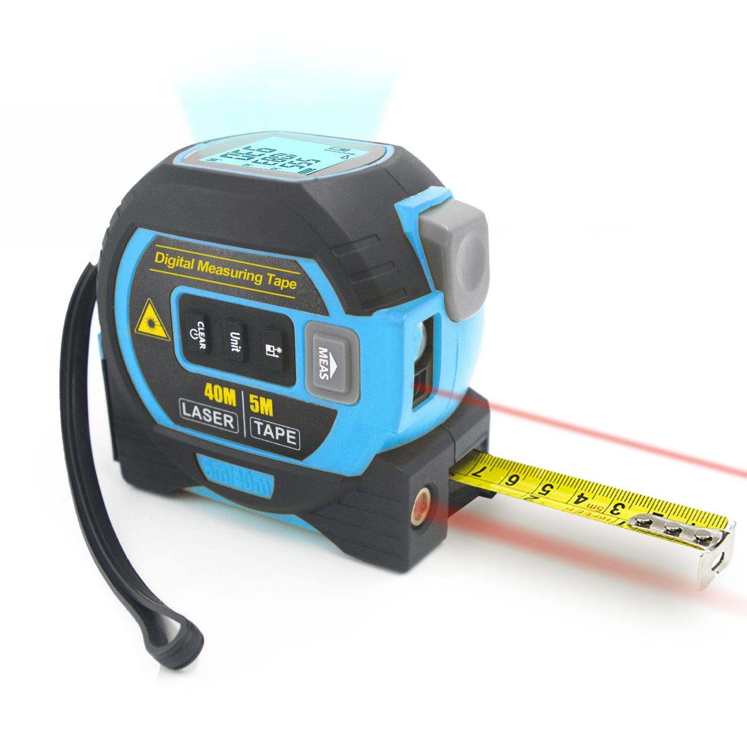 V915-HO0304-BL-205393-00 40m Laser Measure, Cross-line Laser Level, 5m Tape Measure Blue - Image 1