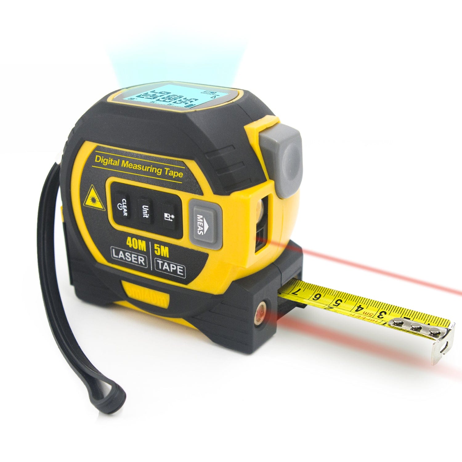 V915-HO0304-YE-205357-00 40m Laser Measure, Cross-line Laser Level, 5m Tape Measure Yellow - Image 1
