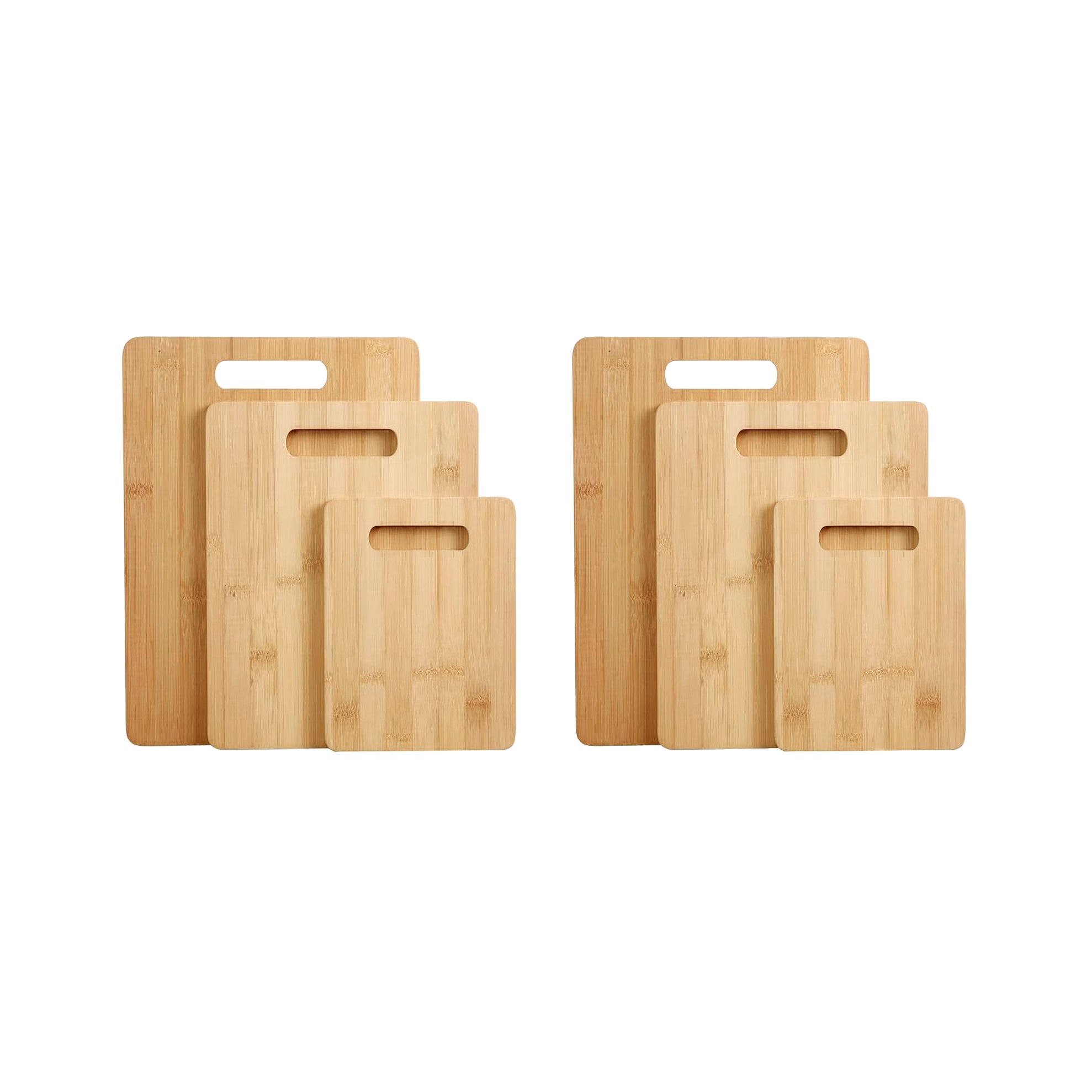V915-KC0010X2-203265-00 6pcs Bamboo Wood Chopping Board 3-Set Cheese Cutting & Serving Light Wood Tone - Image 1