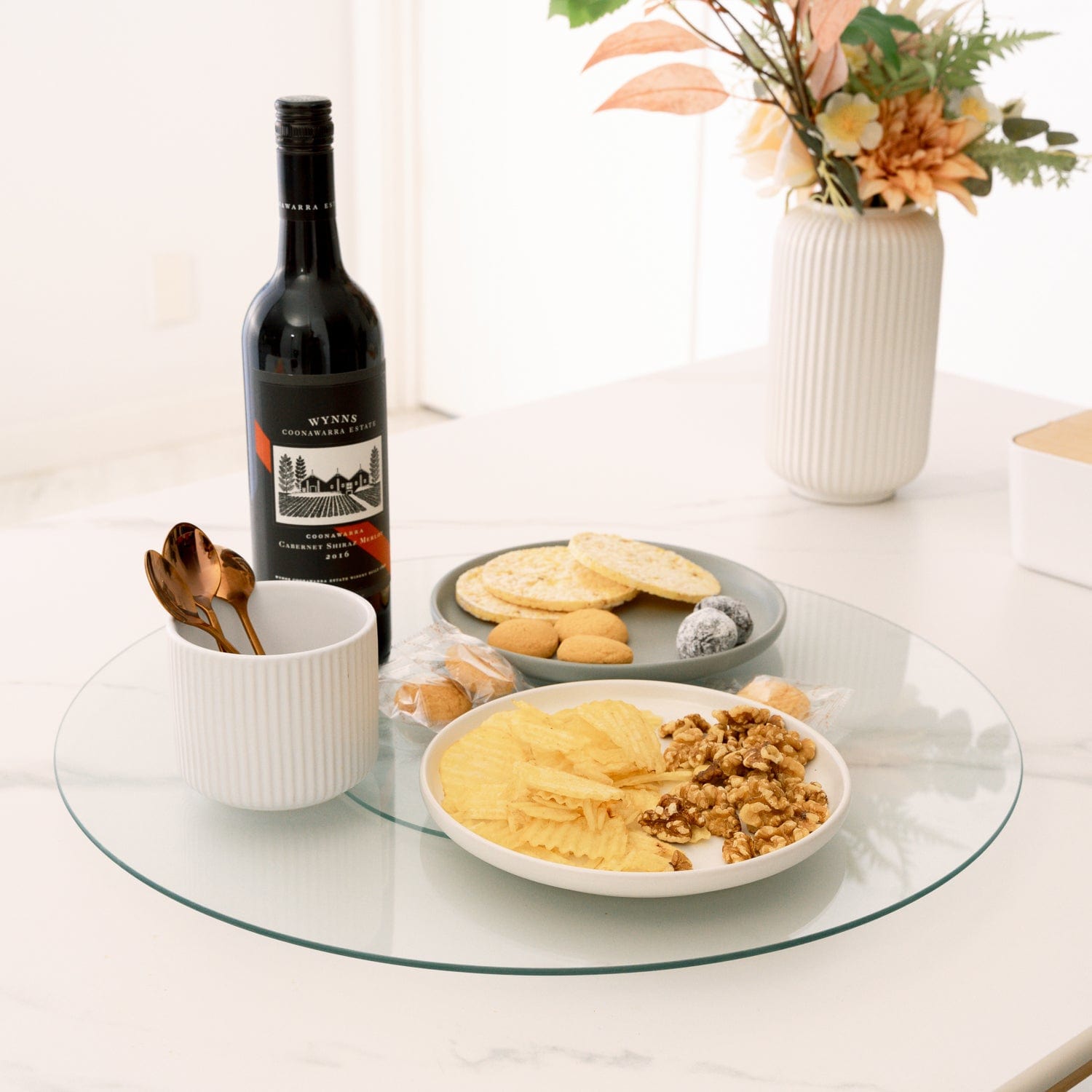 V915-KG0009-203279-00 Tempered Glass Lazy Susan 35cm - Image 1