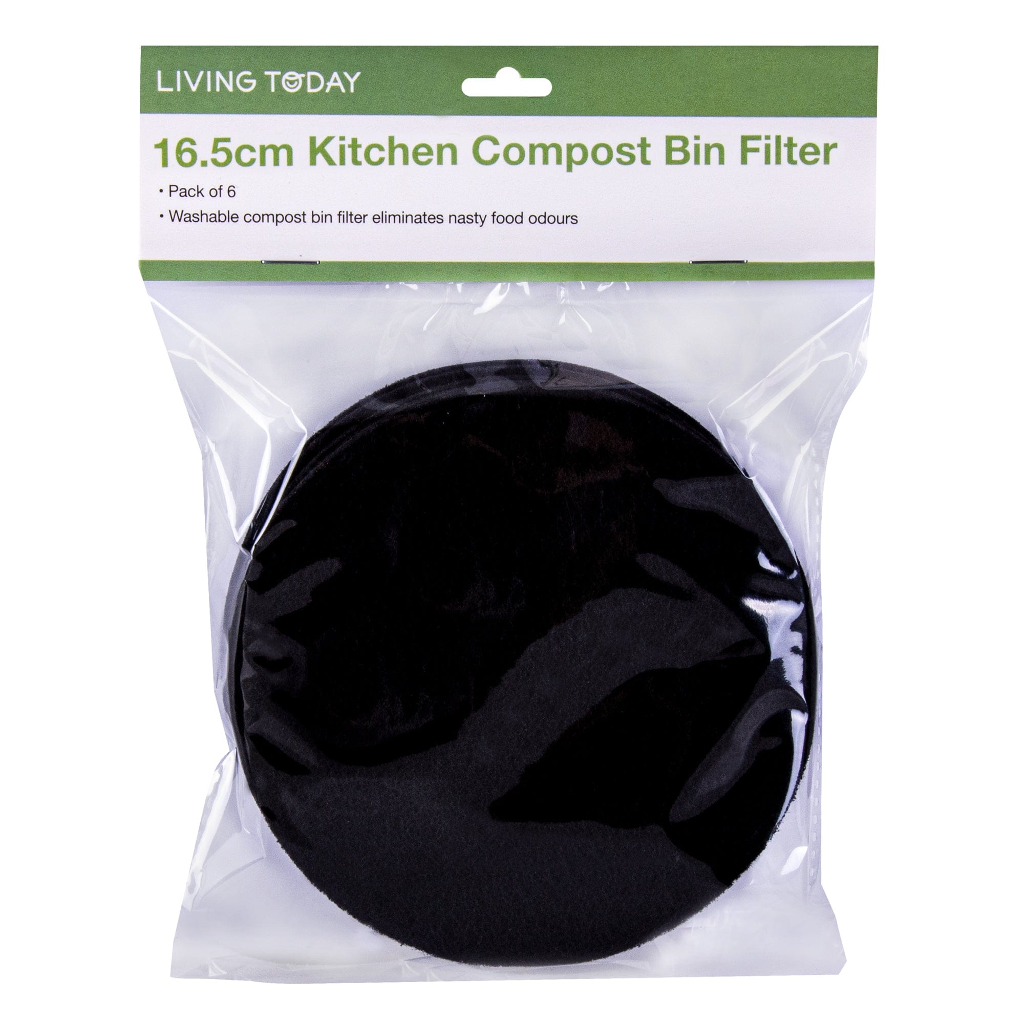 V915-KU0215-203283-00 Living Today 6PC Kitchen Compost Bin Filter 16.5cm - Image 1