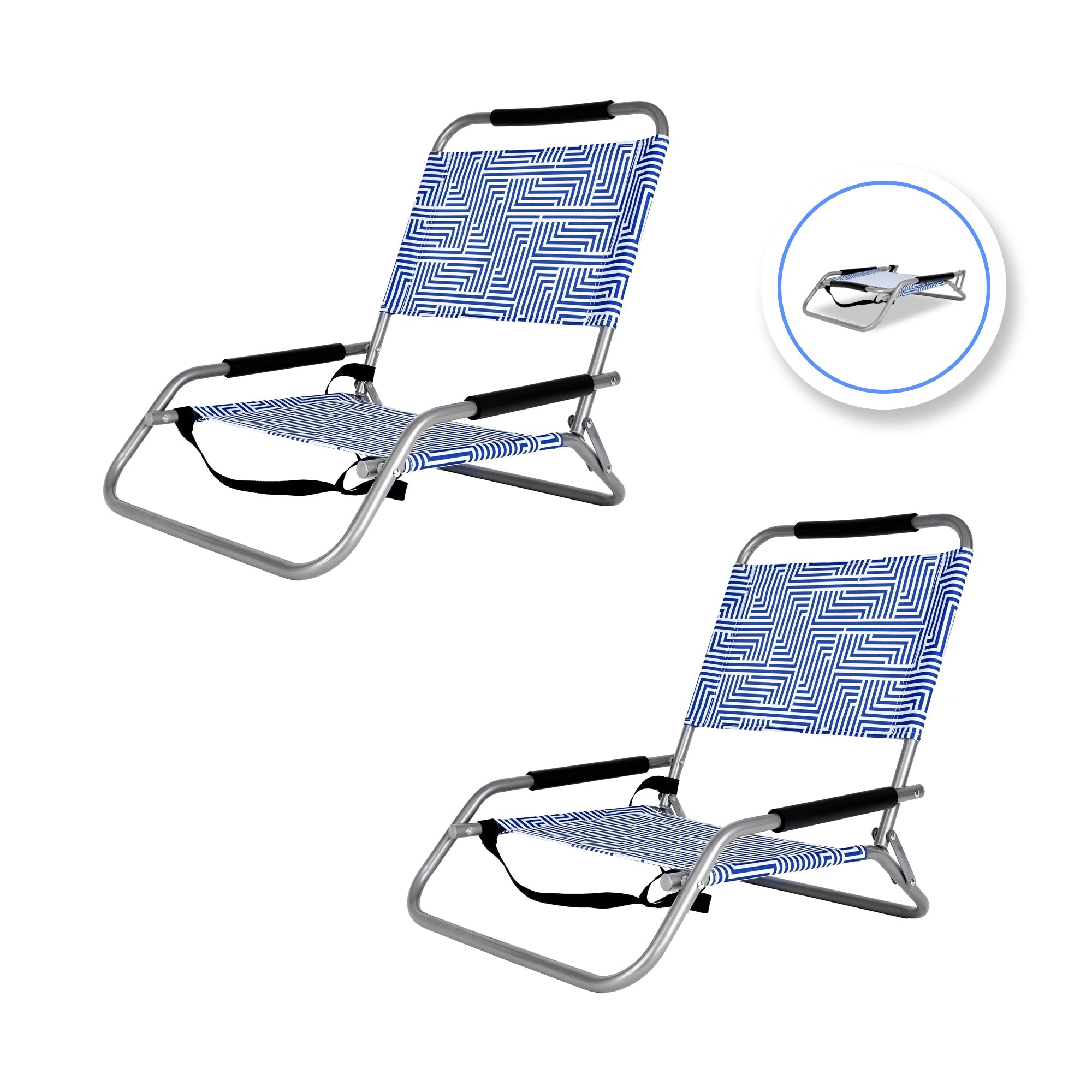 V915-LD0005-203368-00 2pc Lazy Dayz Foldable Beach Chair - Makena - Image 1