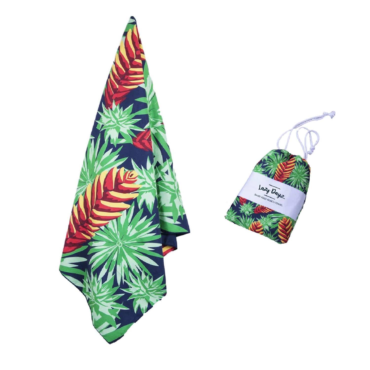 V915-LD0128-MO-203446-00 Lazy Dayz Quick Drying Sand Free Beach Towel - Mossman - Image 1