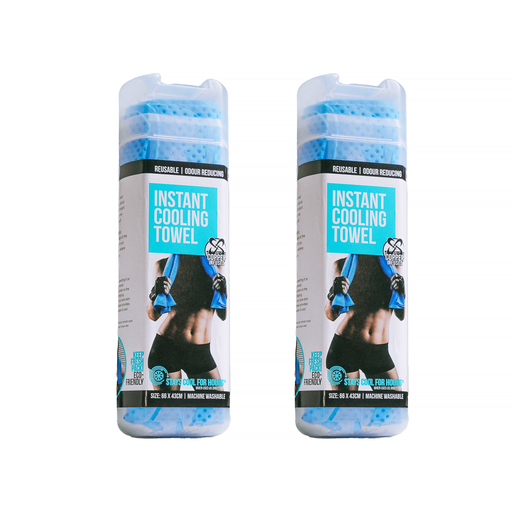 V915-LS0049X2-203267-00 2 Pack Washable Reusable Ice Cooling Towel Outdoor Sport Jogging Cycling Gym Cloth - Image 1