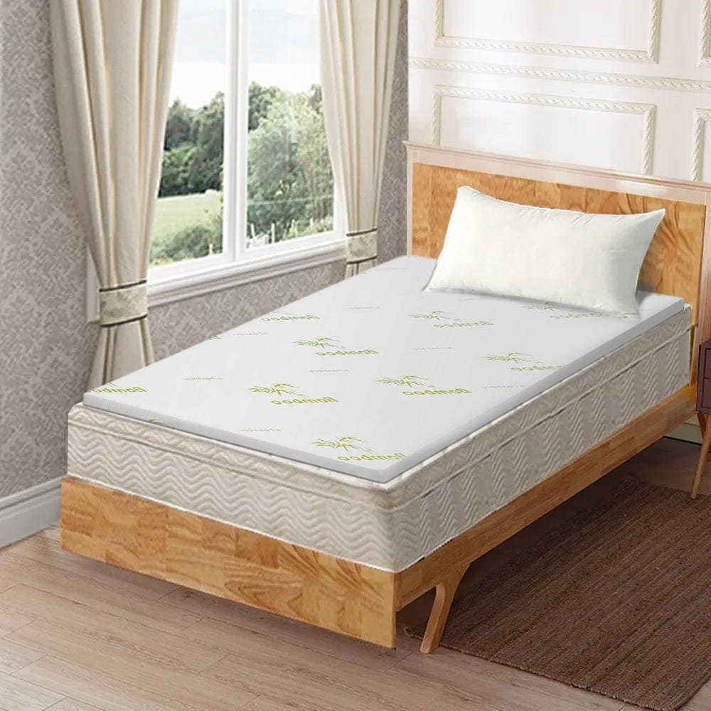 V915-MB0008-203999-00 4cm Memory Foam Mattress Protector with Bamboo Cover - Single - Image 1