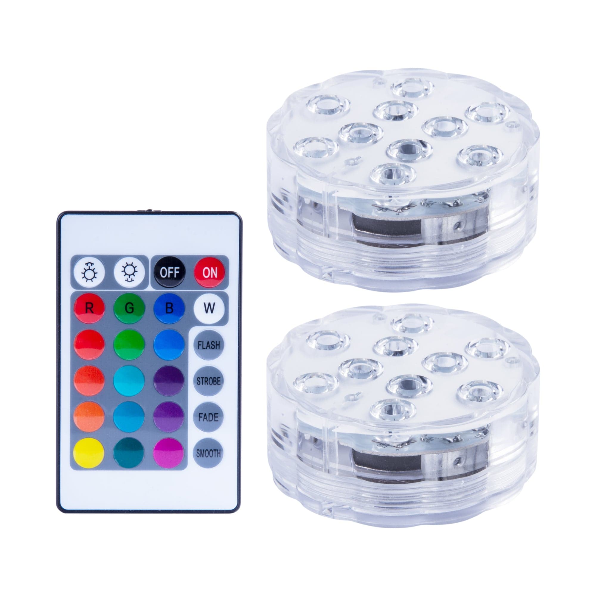 V915-MB0048-203704-00 Lazy Dayz 13 Colors LED Remote Pool Light 2 Pack - Image 1