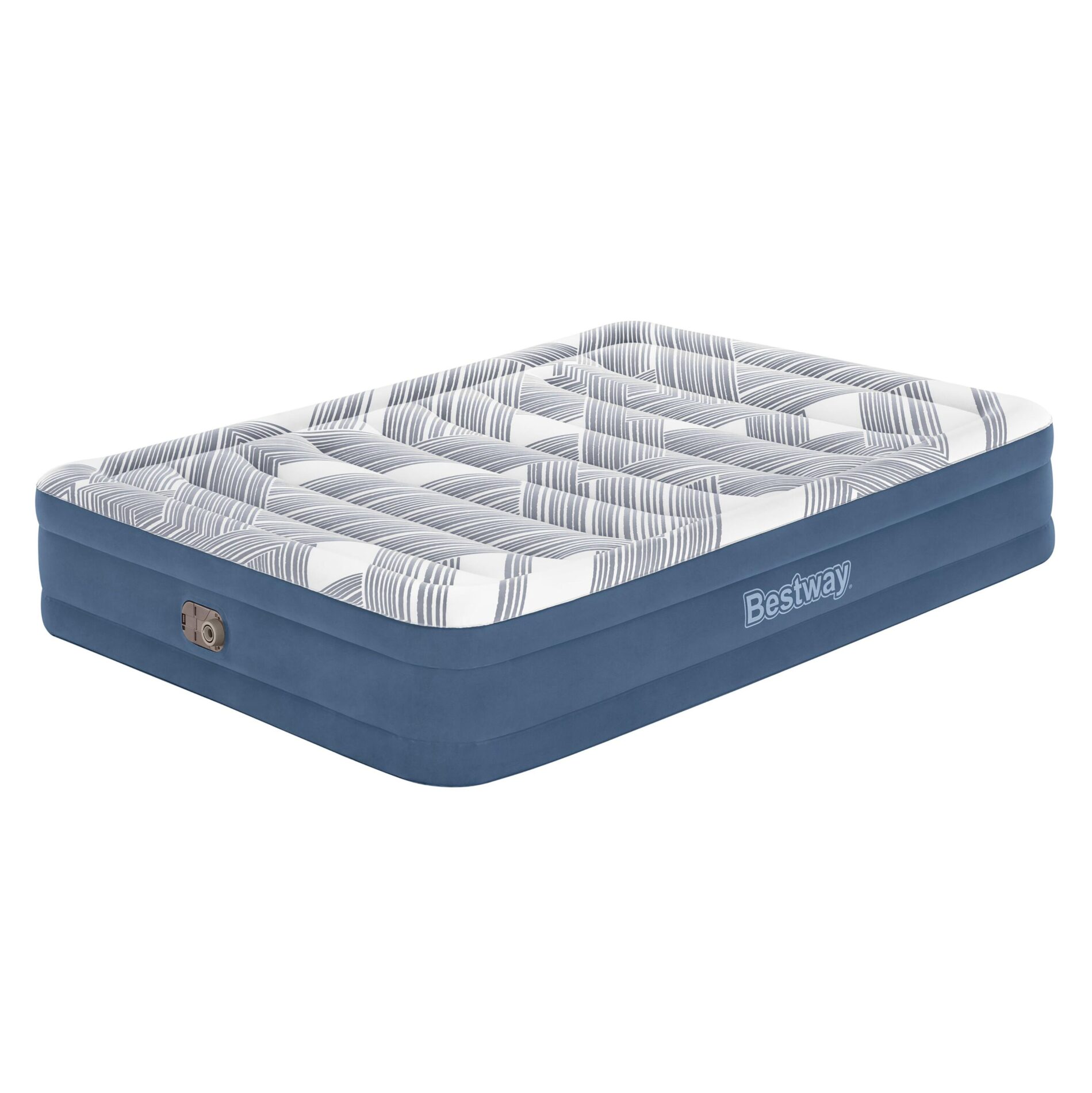 V958-6712Y-202504101015-00 Bestway 2.03m x 1.52m x 36cm Tritech Fashion Flock comfortable inflatable Air Mattress Queen Built-in AC Pump - Image 1