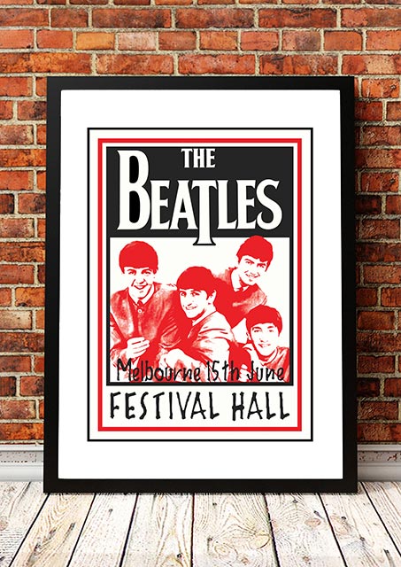 V967-A30427-A4-223795-00 The Beatles 'Festival Hall' Melbourne, Australian Tour Poster 1964- Framed A4 - Image 1