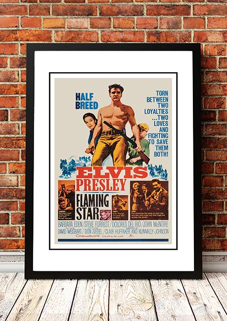V967-EP0438-A4-202504140915-00 Elvis 'Flaming Star' Framed Movie Poster! - Framed A4 - Image 1