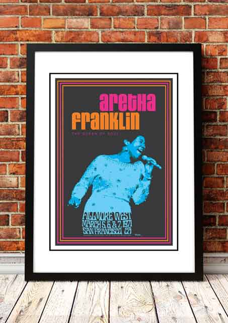 V967-SS0432-A3-202504150906-00 Aretha Franklin ‘Fillmore West’ San Francisco, USA Concert Poster 1971 - Framed A3 - Image 1