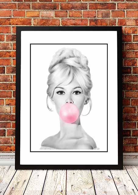 V967-SS0440-A3-202504150912-00 Bridgit Bardot ‘Bubblegum’ Pop Art Poster - Framed A3 - Image 1