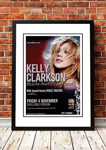 V967-SS0448-A3-202504150917-00 Kelly Clarkson ‘Breakaway Tour’ Perth, Australia Concert Poster 2005 - Framed A3 - Image 1
