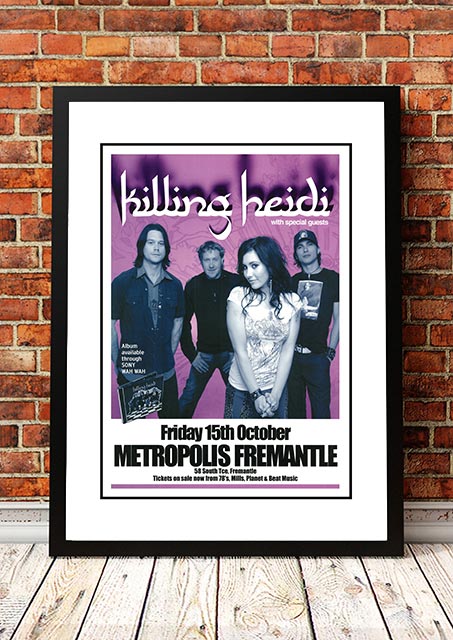 V967-SS0449-A3-202504150920-00 Killing Heidi ‘Metropolis’ Fremantle, Australia Concert Poster 2004 - Framed A3 - Image 1