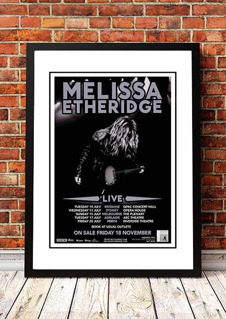 V967-SS0455-A4-202504150922-00 Melissa Etheridge ‘The Road Less Travelled’ Australian Tour Poster 2012 - Framed A4 - Image 1