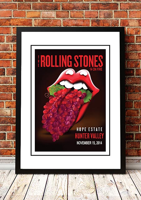 V967-SS0476-A4-202504150937-00 The Rolling Stones 'Hunter Valley' Australia Concert Poster 2014 - Framed A4 - Image 1