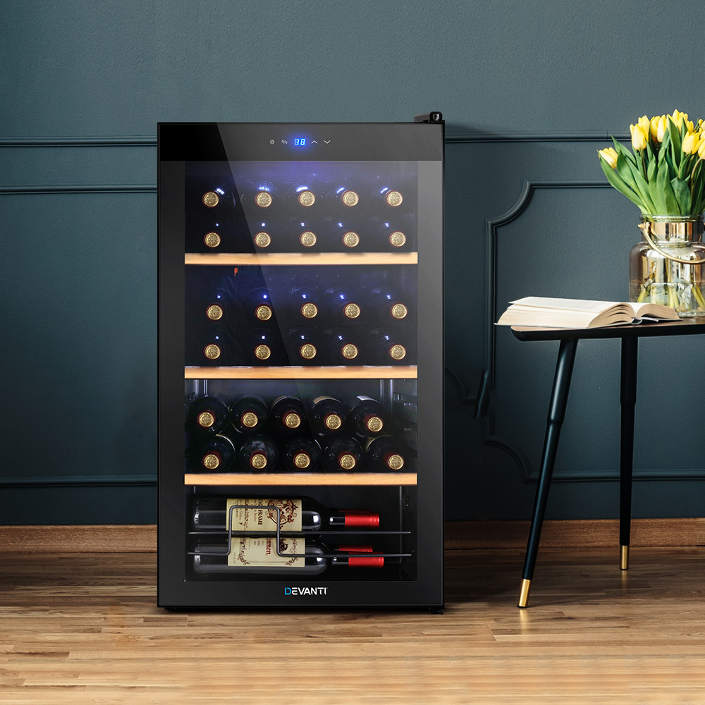 WC-34B-BK-202502281900-00 Devanti Wine Fridge Cooler 34 Bottles - Image 1