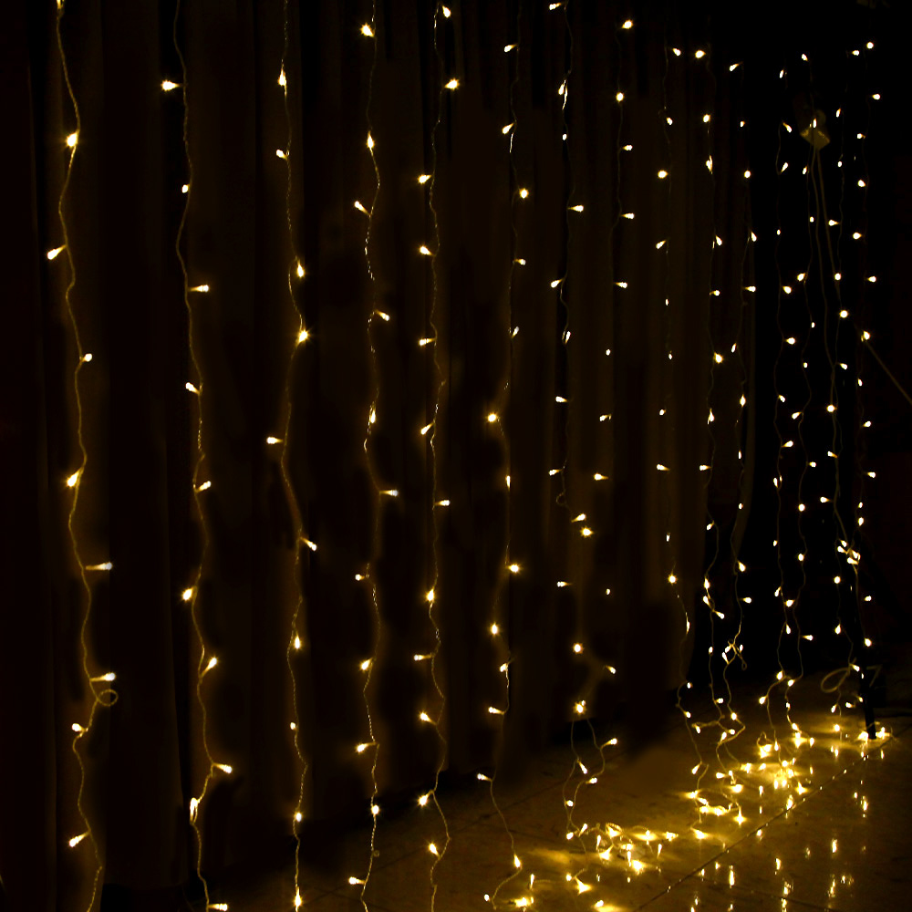 XMAS-CUR600-6M-WARM-00 3X6M Christmas Lights Curtain Light Warm White 600 LED Jingle Jollys - Image 1
