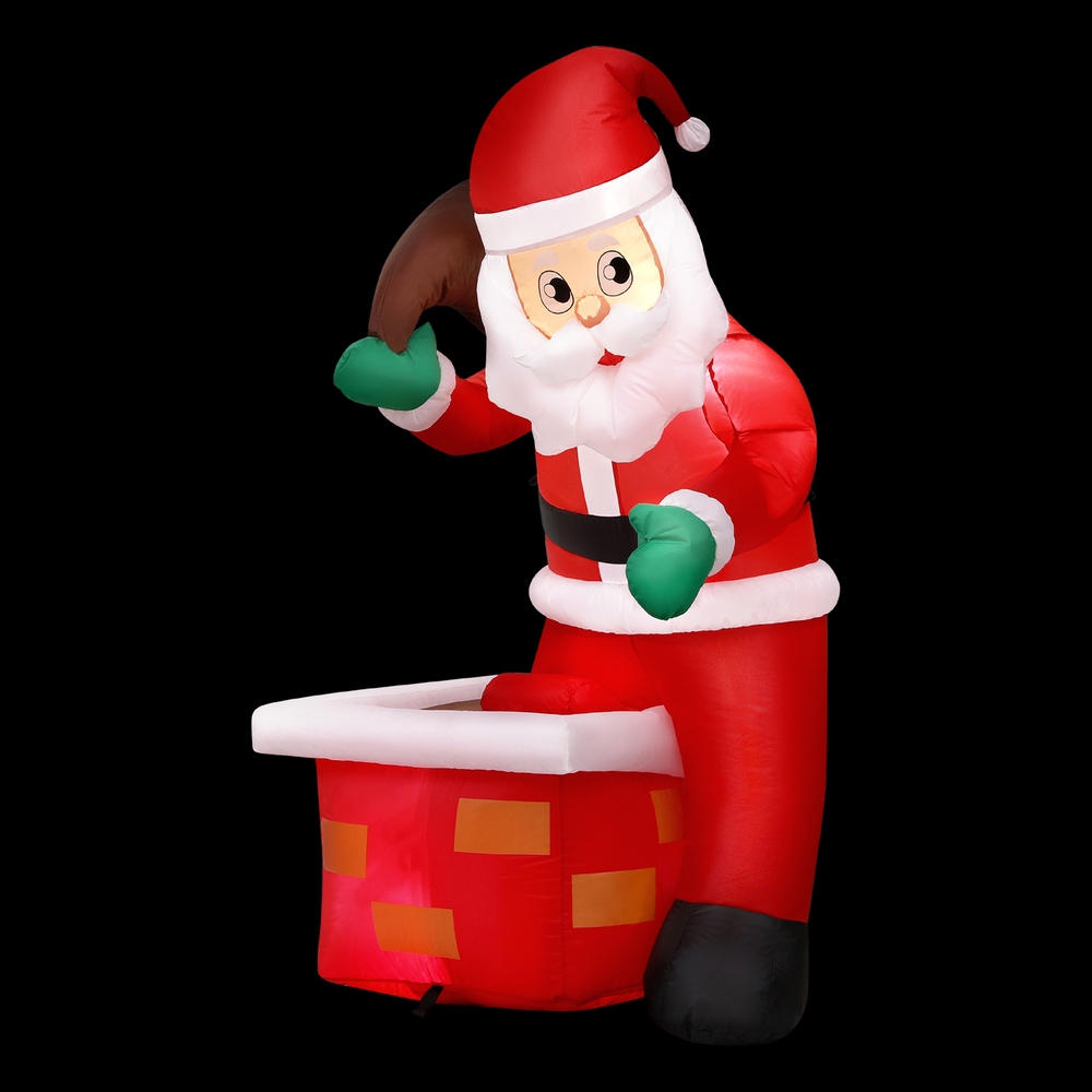XMAS-INF-SANTA-CHIM-4FT-189920-00 Jingle Jollys Christmas Inflatable Santa Illuminated Decorations - Image 1