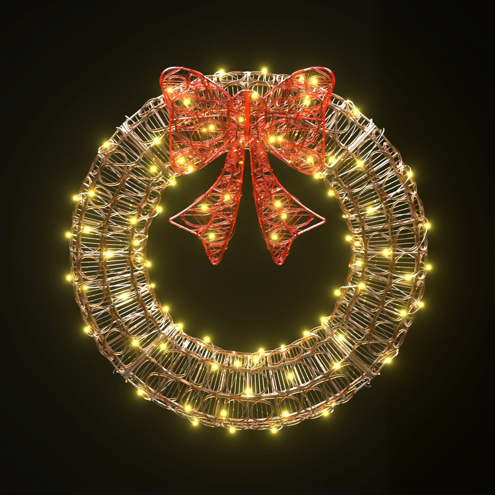 XMAS-MOT-D-WREATH-GD-194995-00 0.6M Christmas Lights 160 LED Motif Solar Wreath Xmas Decorations Jingle Jollys - Image 1
