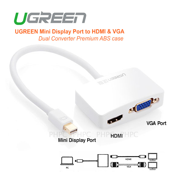 acbugnminidphdmi_01_25 UGreen Mini Display Port to HDMI & VGA Dual Converter Premium ABS case (10427 ) - Image 1