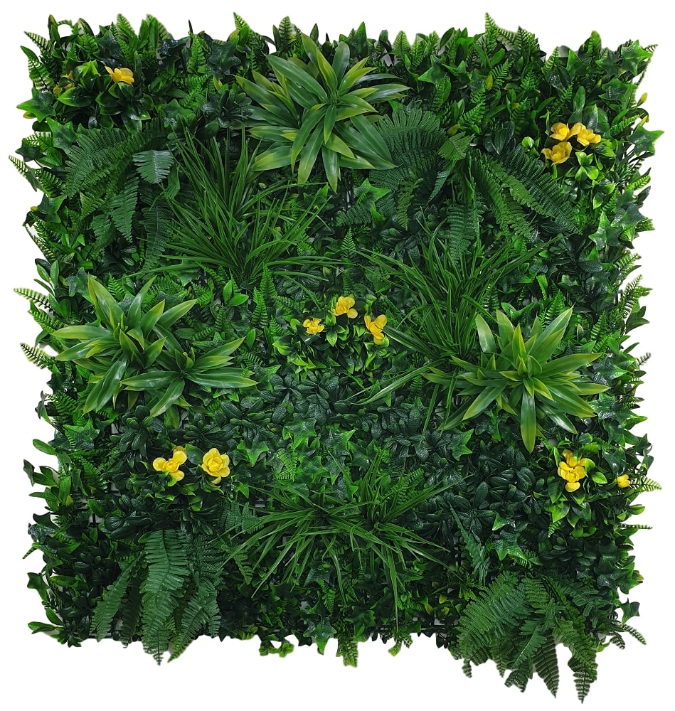 tropical_yellow_rose_green_wall_clipped_rev_1_1_4 Yellow Rose Vertical Garden / Green Wall UV Resistant 100cm x 100cm - Image 1