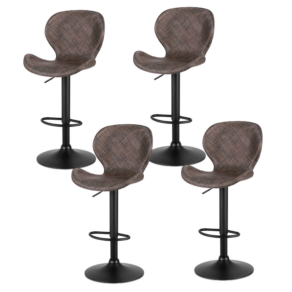 BA-K-1004-BRX4-202509222022-00 Artiss 4x Bar Stools Kitchen Swivel Gas Lift Counter Chair Wing PE Rattan Brown - Image 1