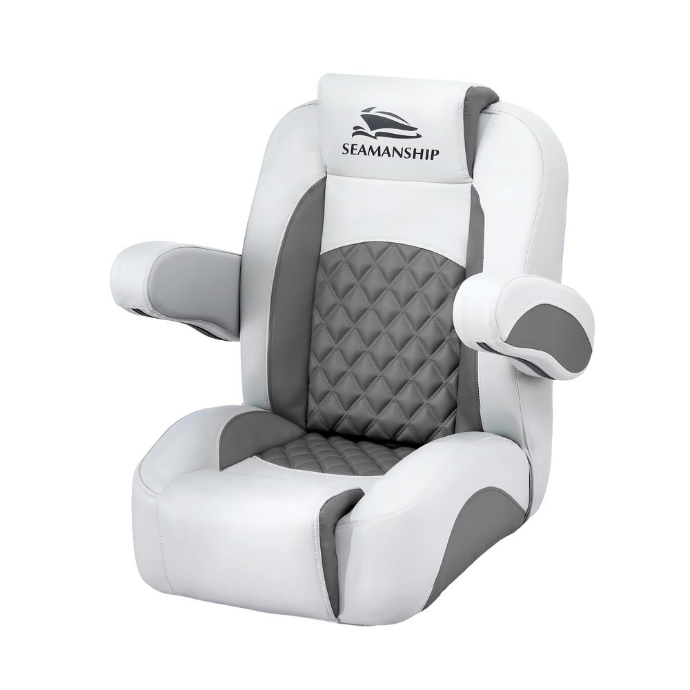 BS-B-ARMREST-GR-202508291248-00 Seamanship Reclining Captain Boat Seat 90°-155° Recline, 19cm Thick Cushion - Image 1