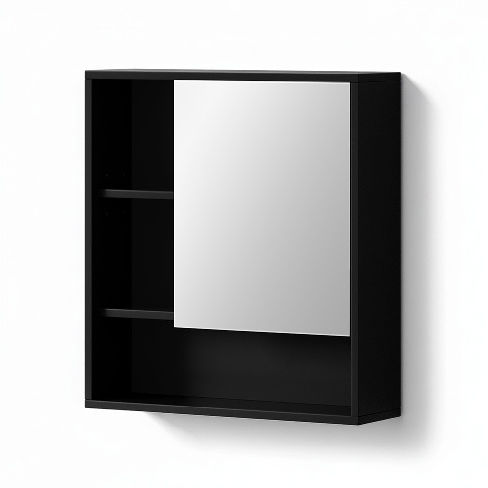 BV-MC-5661-BK-202509112116-00 Cefito Bathroom Mirror Cabinet Mirrored Medicine Adjustable Shelf Wall Mounted 560mm Black - Image 1