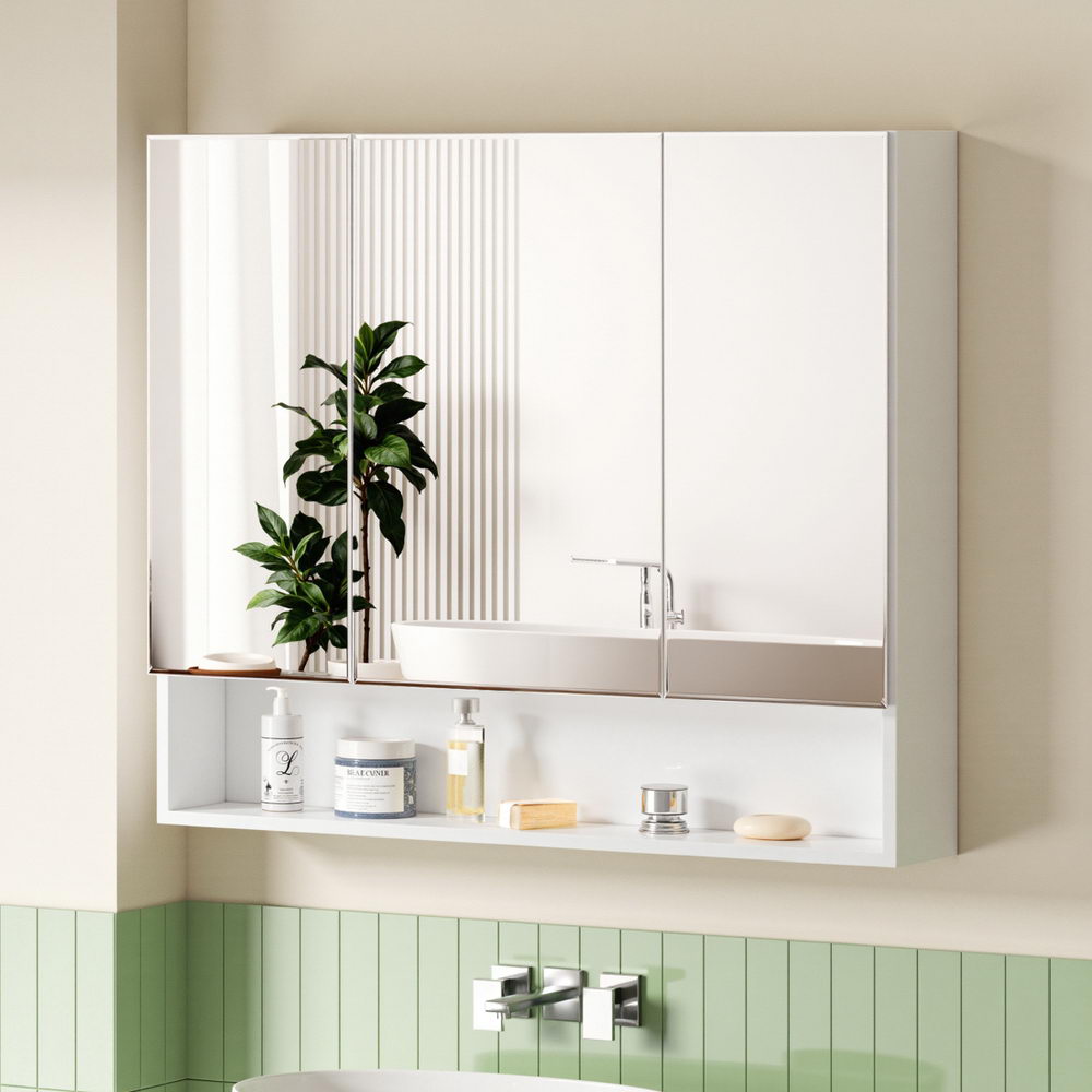 BV-MC-9075-WH-202508221506-00 Cefito Bathroom Mirror Cabinet Medicine Adjustable Shelves Wall Hung 900x750mm White - Image 1