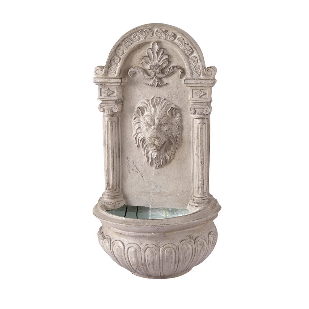FOUNT-LION-BGWH-202507181422-00 Gardeon Solar Fountain Water Feature Wall Mount Garden Fountains 77CM Beige - Image 1