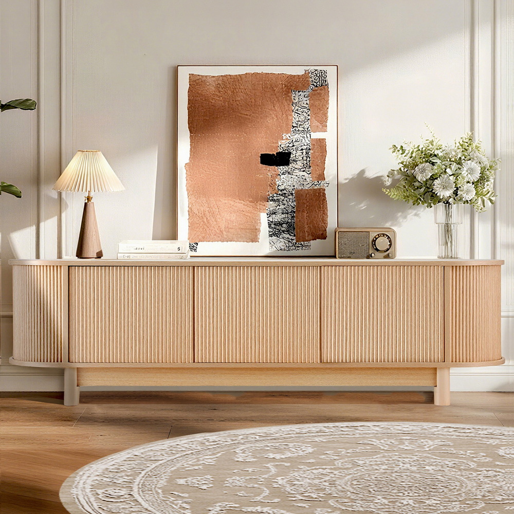 FURNI-N-TV160-WD-202508141805-07 Artiss TV Unit Entertainment Unit Storage Cabinet 160cm Pine - Image 1