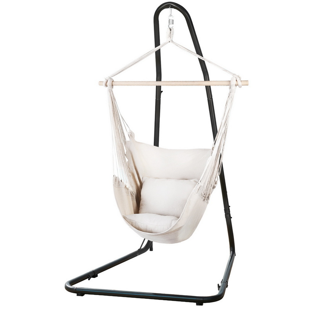 HM-CHAIR-PILLOW-CREAM-A-202508051814-00 Gardeon Hammock Chair with Heavy Duty Steel Stand - Image 1
