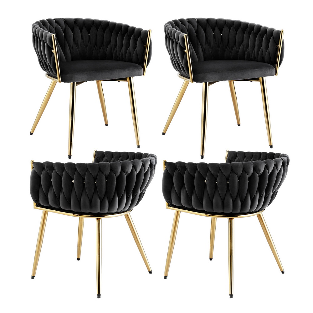 UPHO-C-DIN-01-VEL-BKX4-202508061804-00 1 Set of 4 Artiss Dining Chairs Velvet Armchair Black - Image 1
