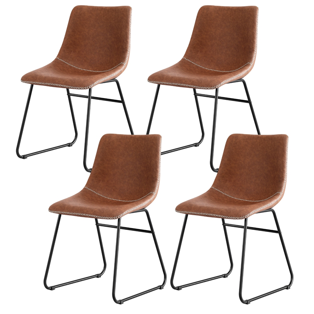 UPHO-C-DIN-2503-BRX4-202508201444-00 Artiss 4x Dining Chairs Retro PU Leather Kitchen Lounge Cafe Accent Chair Brown - Image 1