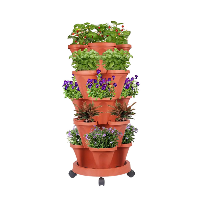 V1003-HW-SBS031-RD-202508191015-00 Hivvago 5-Tier Vertical Garden Planter – Stackable Indoor/Outdoor Pot with Base - Image 1