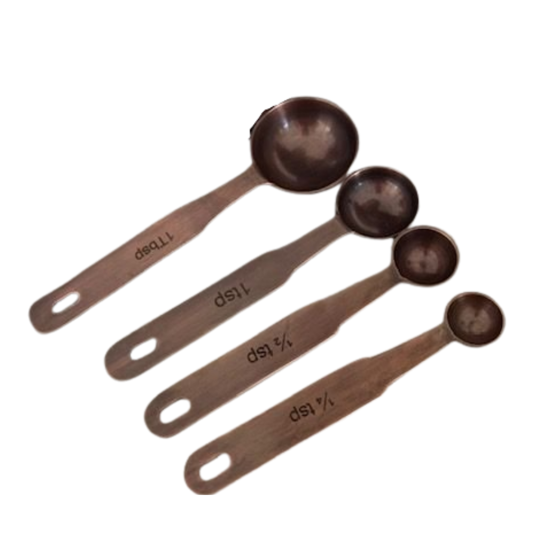V1026-KLC3201-202507090925-00 Antique Copper Finish Stainless Steel Measuring Spoons - Image 1