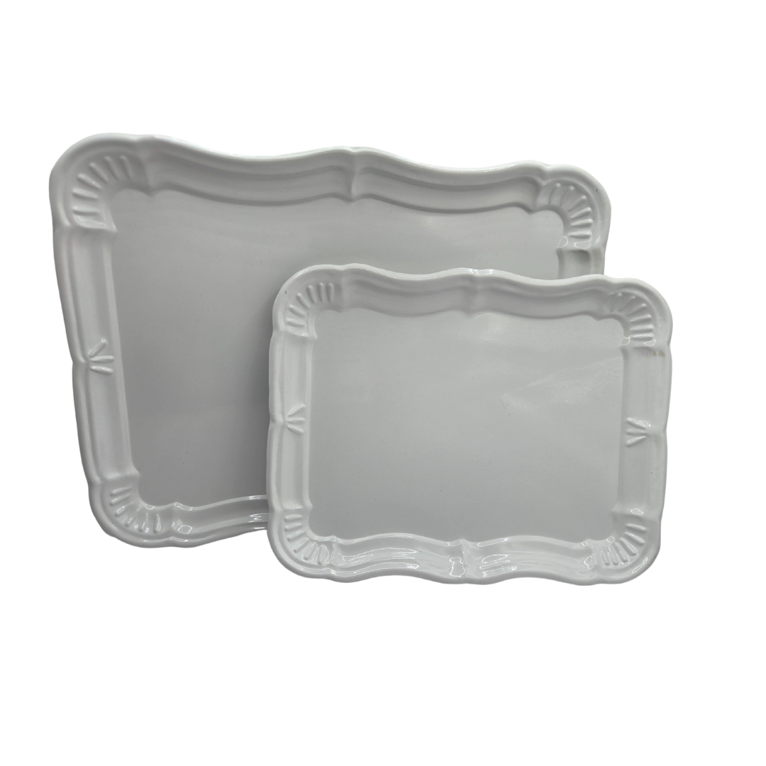 V1026-KLC3219HE8543-1-202507081035-00 White Metal Serving Tray Set | Minimalist & Food-Safe Home Organisers (2pc) - Image 1