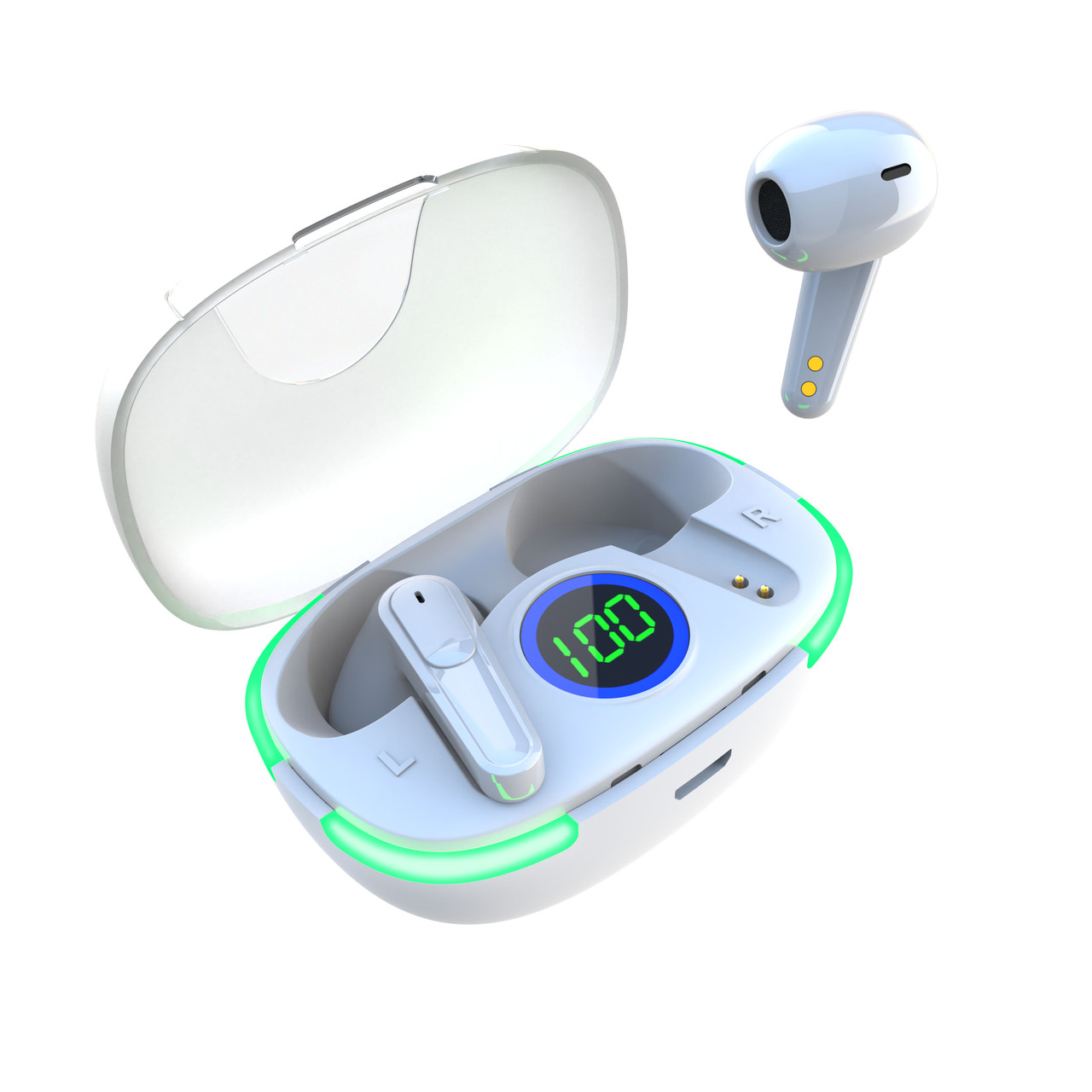 V1031-EPS-LT10W-159-202507221354-00 Laser TWS Earbuds with LED Display - White - Image 1