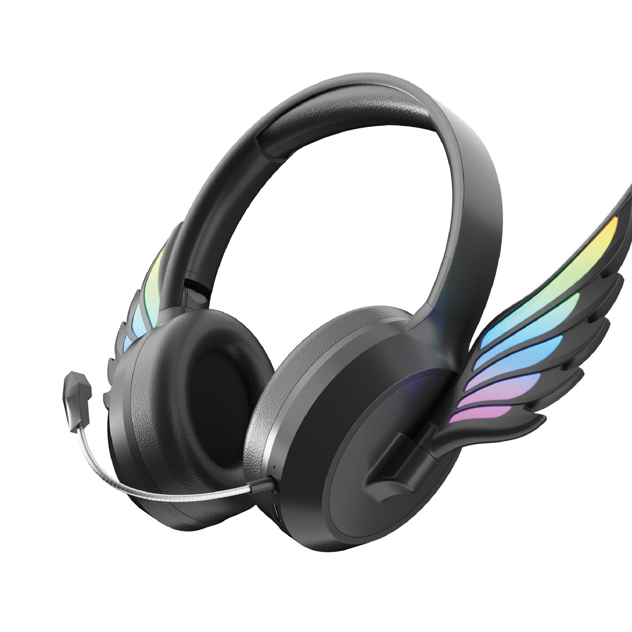 V1031-HP-KWINBK-430-202507160954-00 Laser Kids Angel Wings Headphones with Mic Black - Image 1