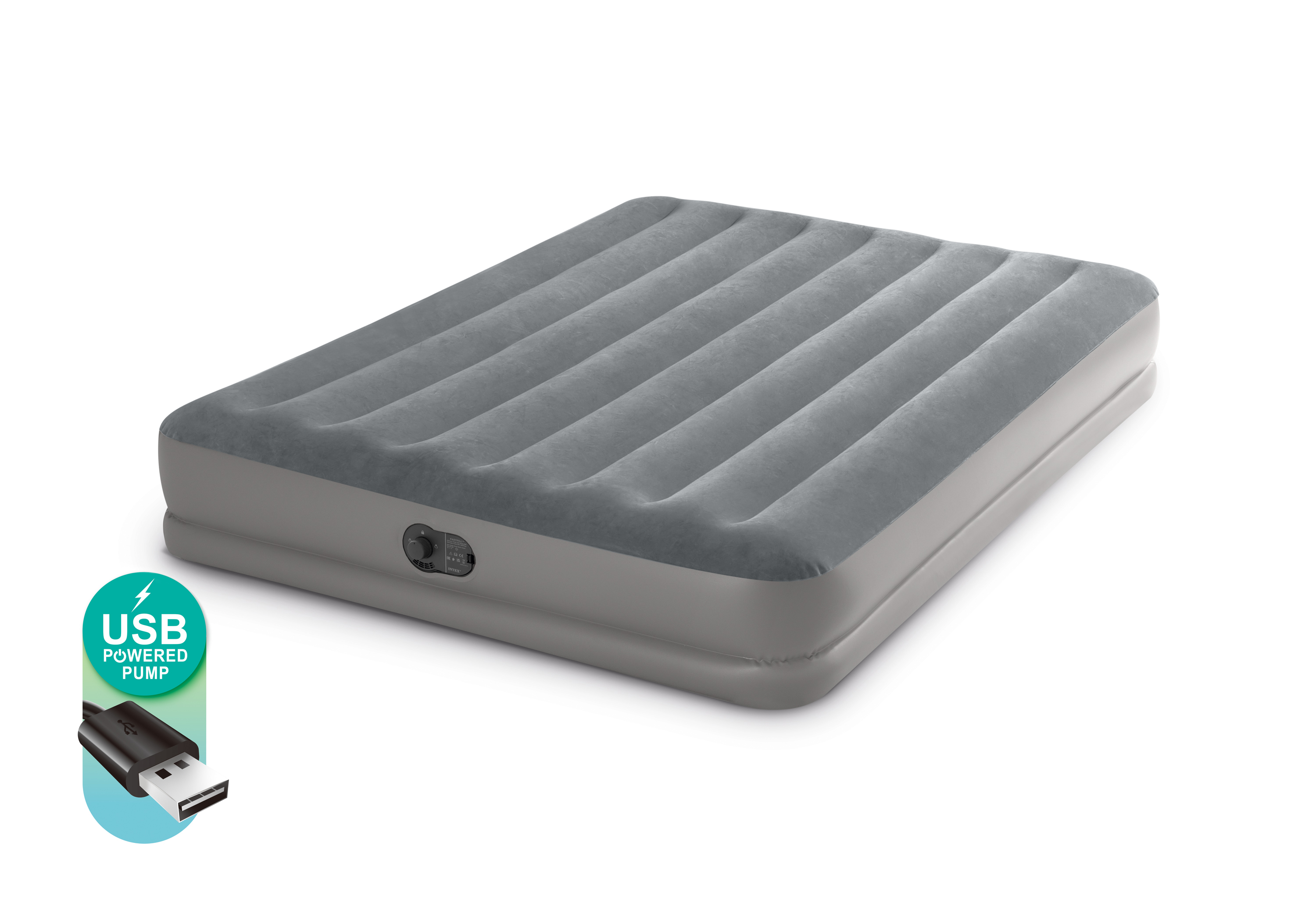 V1032-IXQUEENDOWNY_64765-202509090910-00 INTEX Queen Dura-Beam Standard Downy Easy Comfort Air Mattress 10 w/ Hand Pump 64765 - Image 1
