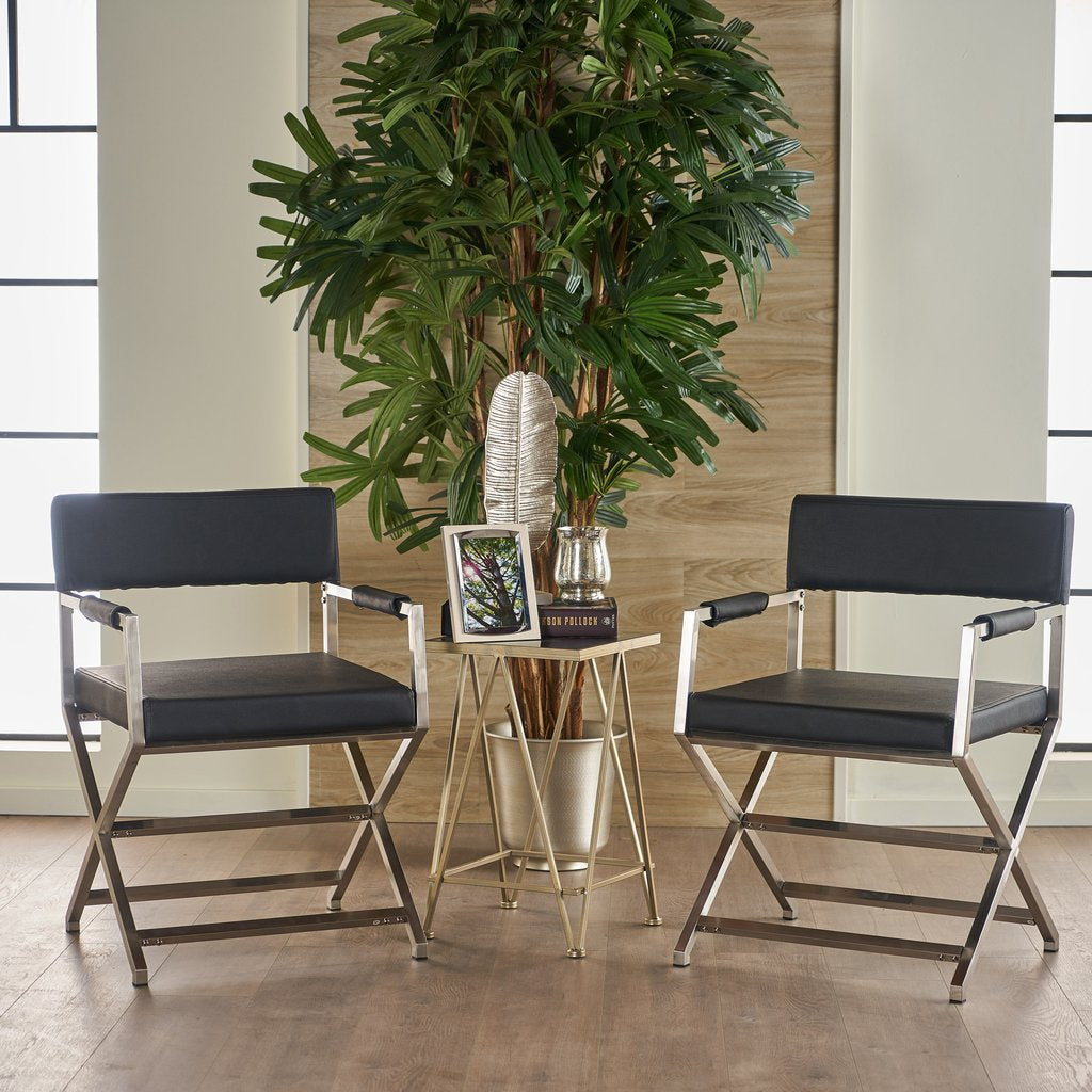 V1041-JMC-1044BLACK-202507151055-00 Rocklin Steel & Bonded Leather Director chair Armchair in Black - Image 1