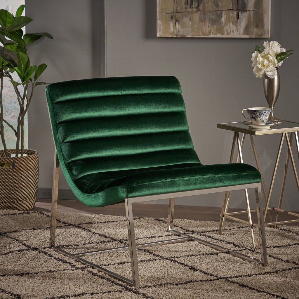 V1041-JMC-1060EMERALD-202507151055-00 Glorie Emerald/Green Velvet Sofa Accent Chair ArmChair - Image 1