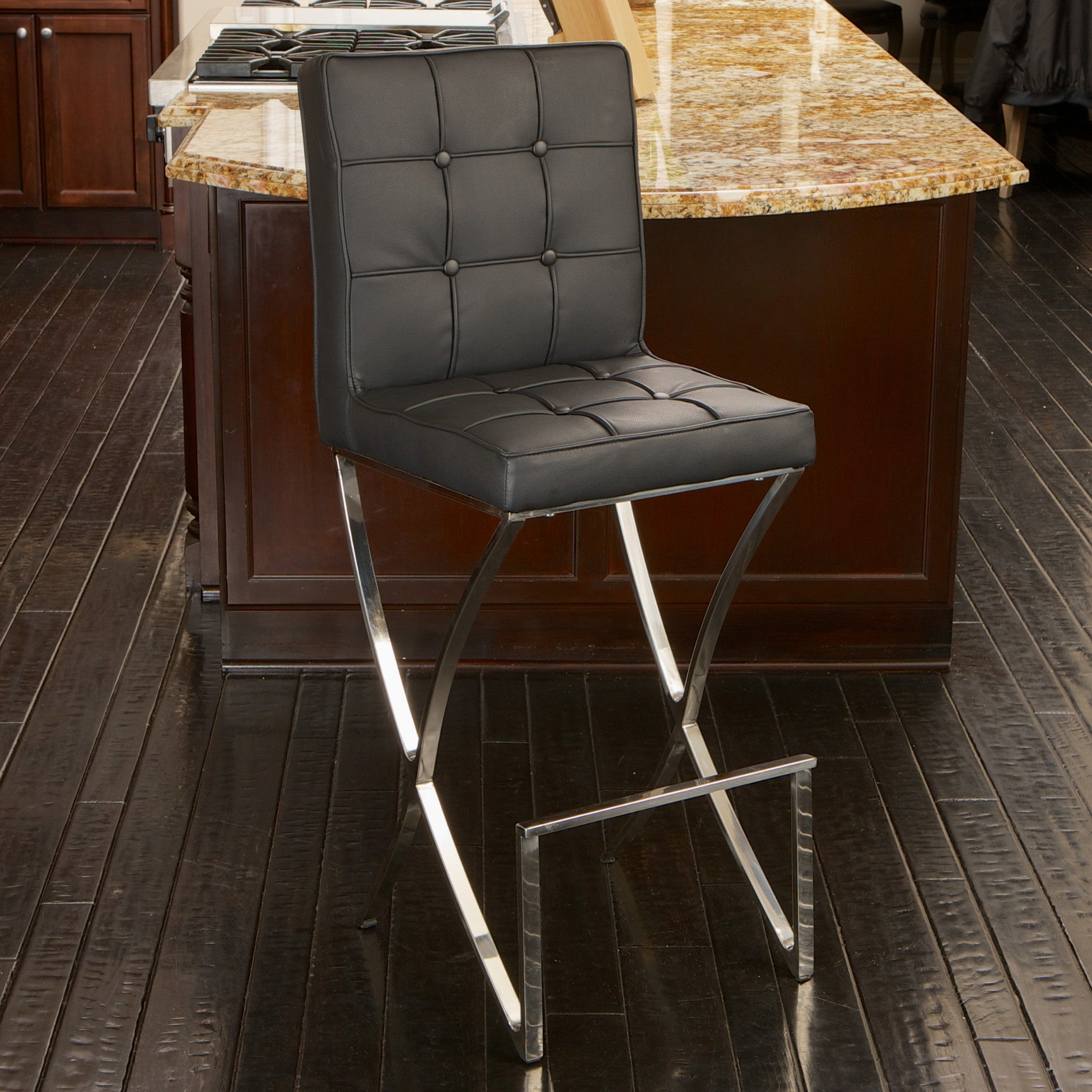 V1041-JMC-1083BLACK-202507151056-00 Pandora Bonded Leather & Steel Bar Stool in Black - Image 1