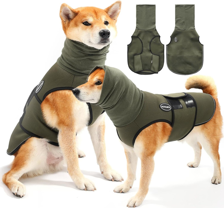V1079-DOGJACKET001MG-202508251821-00 Dog Anxiety Vest and Coat, Vet Visits and Separation - Keep Pet Calm, Dog Jacket for Thunder, Fireworks, Anti Anxiety Vest for Dogs and Cat Body and Ear, Green, M - Image 1