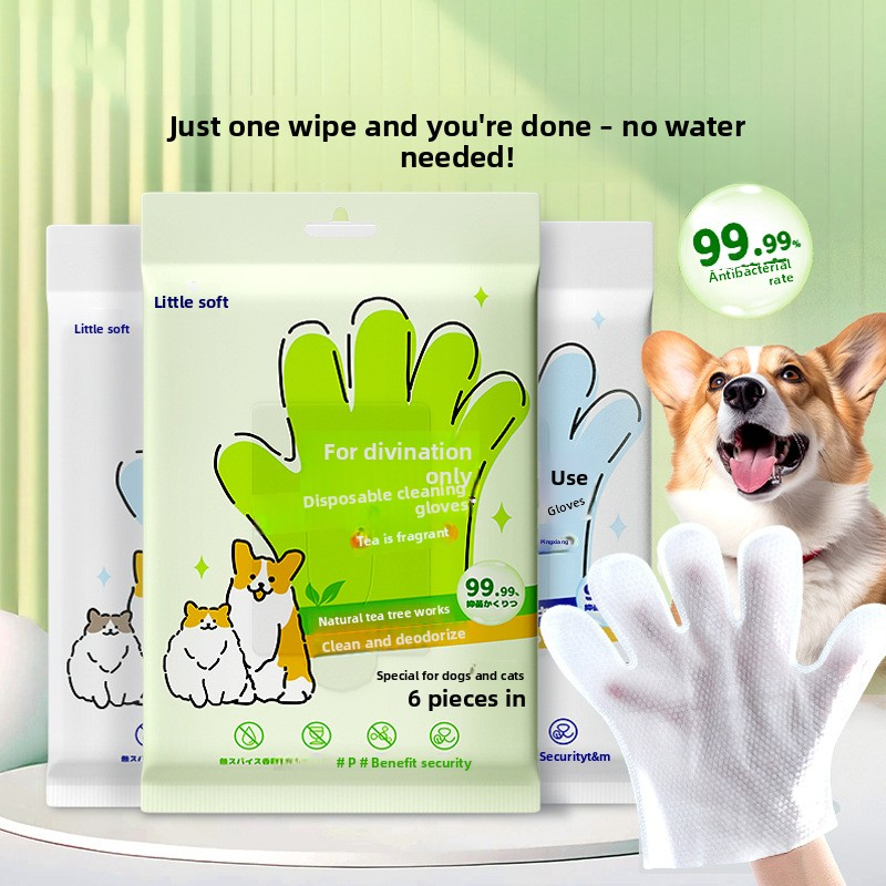 V1091-CWSTSJ2PCS-202509041915-00 Pet wash-free cleaning gloves for dog bathing and deodorizing, cat dry cleaning wet wipes supplies, two packs. - Image 1
