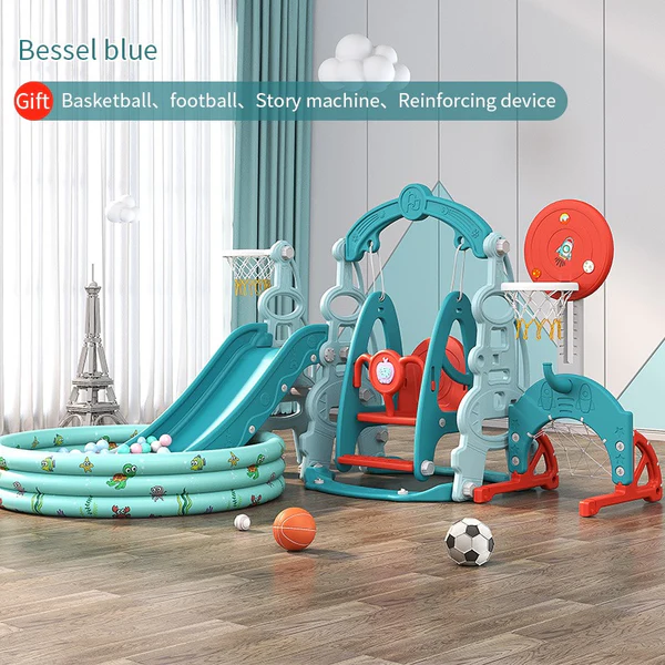 V1097-PSSN01-202509221040-00 Kids Slide Swing Set Outdoor Toys Playground Activity Basketball Hoop - Image 1