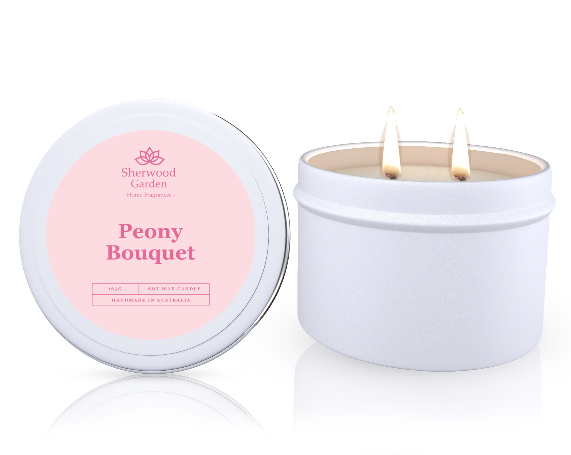 V1108-SGHFSWCT165-PB-202509170830-00 Peony Bouquet Soy Candle Tin 165g - Image 1